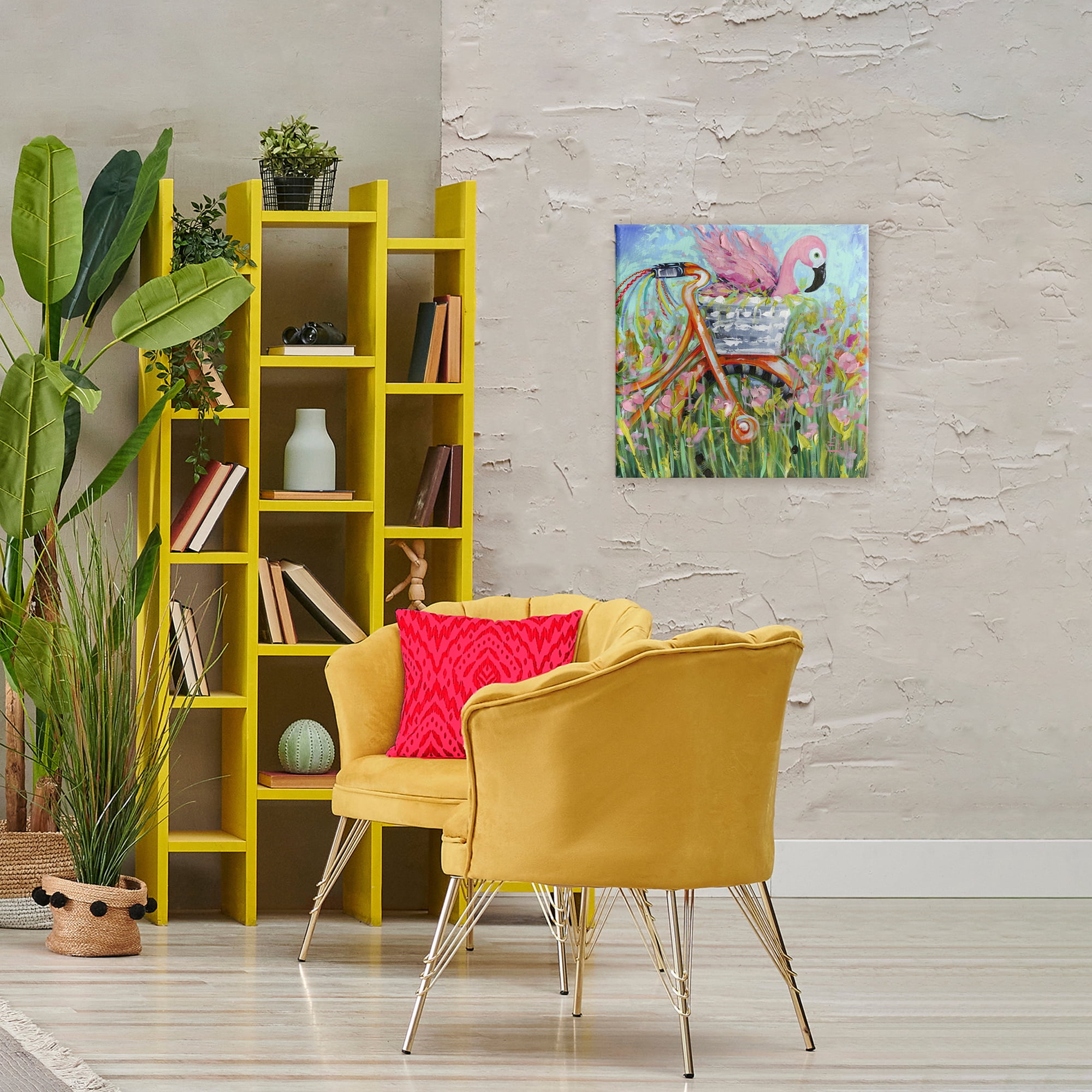 Stupell Industries Flamingo's Free Bicycle Ride Canvas Wall Art, design by Estelle Grengs