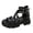 Black, variant on Women's Platform Gladiator Sandals Solid Leather Studded Strappy Open Toe Chunky Lug Sole Summer Boots with Back Zipper White Size 6
