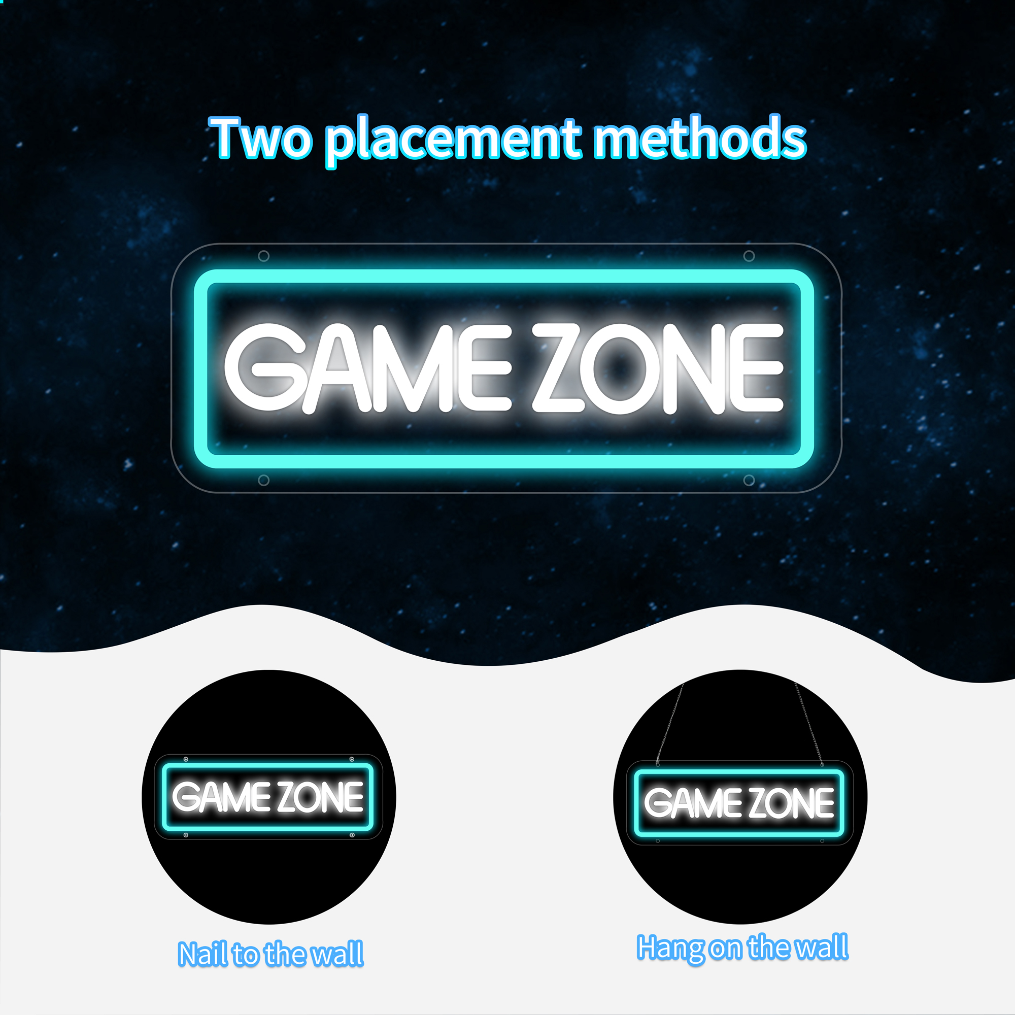 Game Zone Neon Sign, Game Zone Led Signs for Wall Decor, Dimmable Neon Light Sign for Bedroom, Play Room, Kids Room, Bar Decoration, USB Powered Light Up Neon Signs for Party Decor