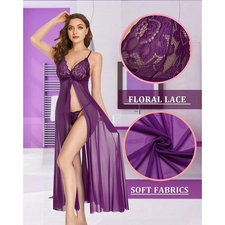 Women Lingerie Lace Babydoll High Split Maxi For Women