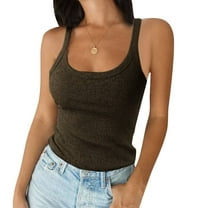 Julycc Women Ribbed Cami Tank Tops Casual Basic Camisole Sleeveless T-Shirt Blouse