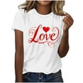 thumbnail image 2 of Goodtrade8 Valentines Womens Shirts Crew Neck Plus Size Valentines Womens Clothes Heart Pullover Printed Short Sleeve Love Tops for Women, 2 of 4