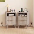 thumbnail image 2 of HOMCOM Ensemble de 2 Tables de Nuit, Tables de Chevet avec Station de Recharge, Gris, 2 of 10