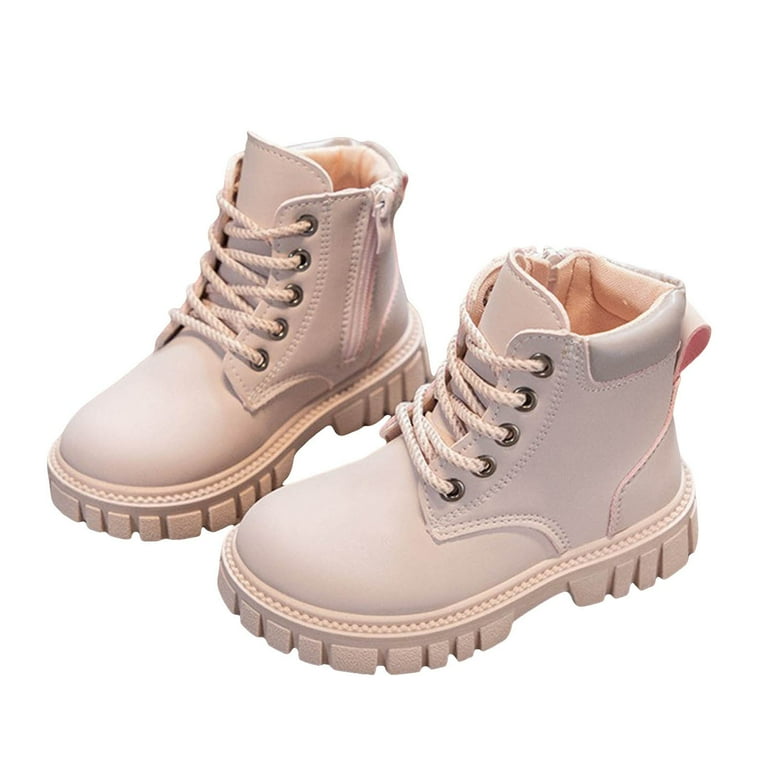 CAICJ98 Girls Ankle Booties Boys Girls Side Zipper Lace Up Work