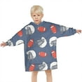 thumbnail image 3 of Blue Football Helmets and Balls Pattern Blanket Hoodies for Kids 6-13YR Oversize Wearable Blanket Hoodies for Boys Girls Teens, 3 of 7