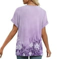 thumbnail image 4 of V Neck Tops for Women Dressy Casual Floral Printed Short Sleeve Blouses Summer Basic Loose Fit Tunic T Shirts (M, Multicolor 5), 4 of 6
