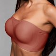 thumbnail image 6 of VISALY Strapless Push Up Bras for Women Push Up Bandeau Non-Slip Wireless No Underwire Seamless Padded Jelly Bra No Underwire Supportive Tube Top Seamless Braslettes Full Coverage Bras Brick Red M, 6 of 9