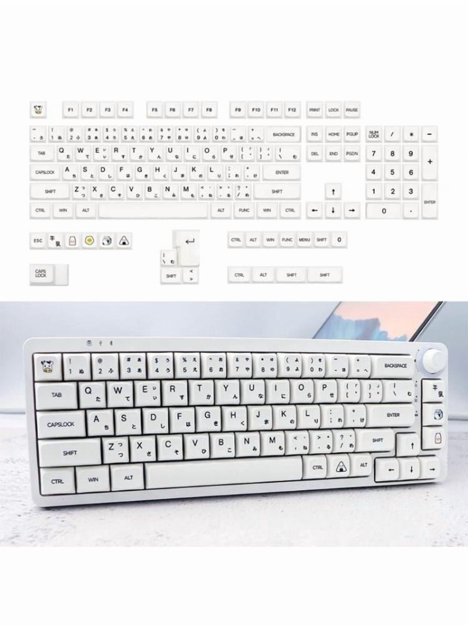 126PCS Keycaps Minimalist White DA Profile PBT Keycaps for Mechanical Keyboards Japanese Milk White Style