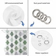 thumbnail image 4 of Green Geometric Shower Curtain, Waterproof Shower Curtains for Bathroom, Vintage Moroccan Rhombic Bohemia Gray Washable Fabric Bathtub Curtain Set Bath Decor with 12 Hooks Extra Long 72"x96", 4 of 8