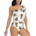 thumbnail image 5 of Balery Labrador Retriever Dog One Shoulder Swimsuits for Women Ruffle Swimsuits Tummy Control One Shoulder Bathing Suits-Medium, 5 of 8
