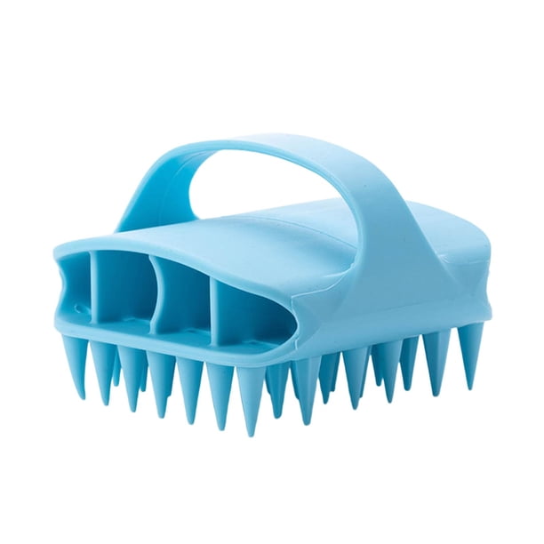 Cepillo masajeador de cuero cabelludo para champú, compacto, limpieza profunda para cabello húmedo y seco. Azul