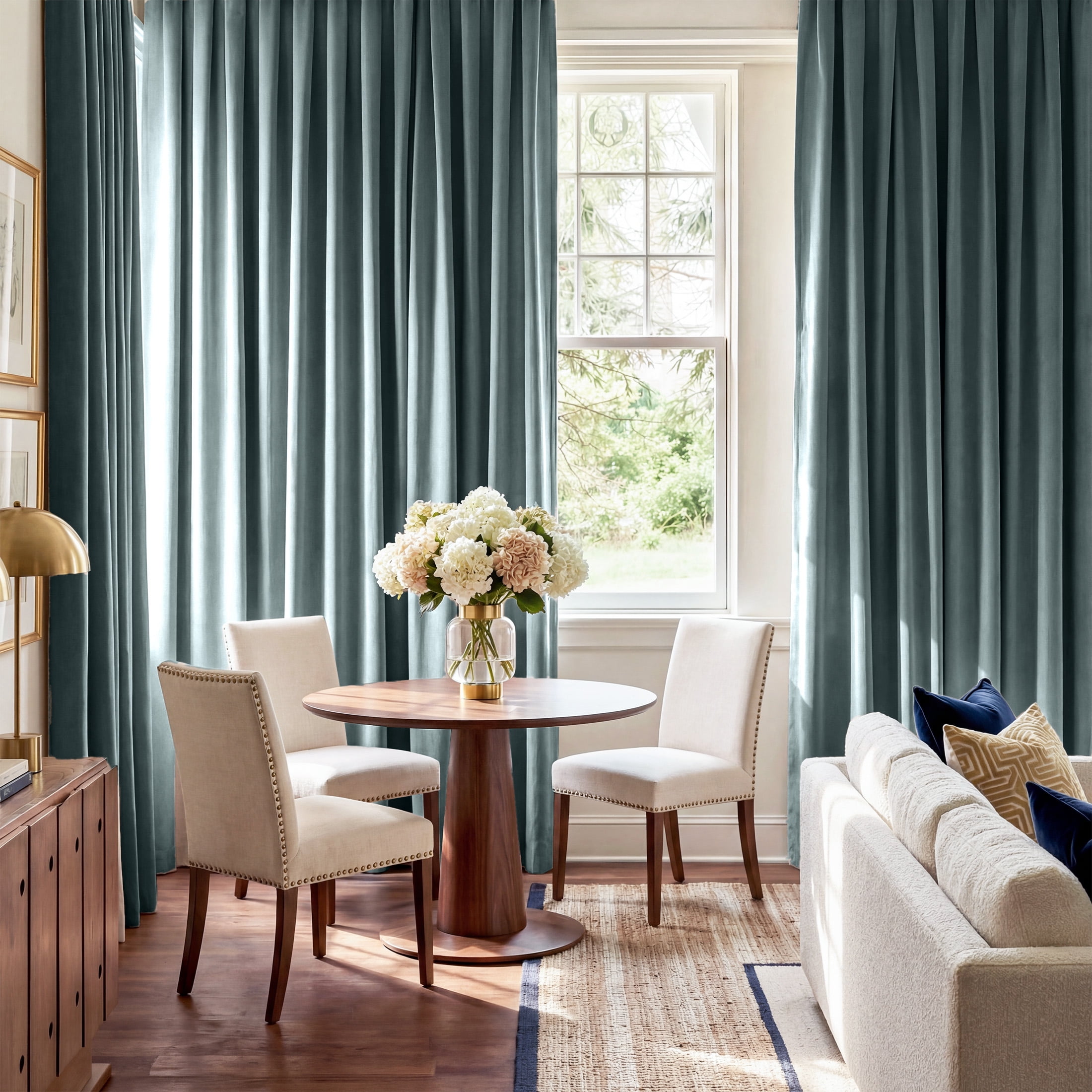 NICETOWN 2‑Layer 100% Blackout Curtains, Greyish Blue, 52" W x 84" L, 2‑Panel Set