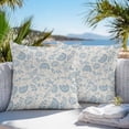 thumbnail image 3 of Outdoor Waterproof Throw Pillow Covers Set of 2 Light Blue Pastoral Flowers Decorative Pillowcases Square Outdoor Pillows Cushion Case 16x16 Inch Farmhouse Floral Patio Pillows for Couch Sofa Bed, 3 of 9