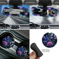 thumbnail image 5 of Yuyamidu Hummingbird Car Front Back Seat Covers Purple Rose Steering Wheel Cover Seat Belt Pad Garbage Bin Armrest Cover Pad Rearview Mirror Cover Universal Handbrake Cover Set Coasters, 14 PCS, 5 of 7