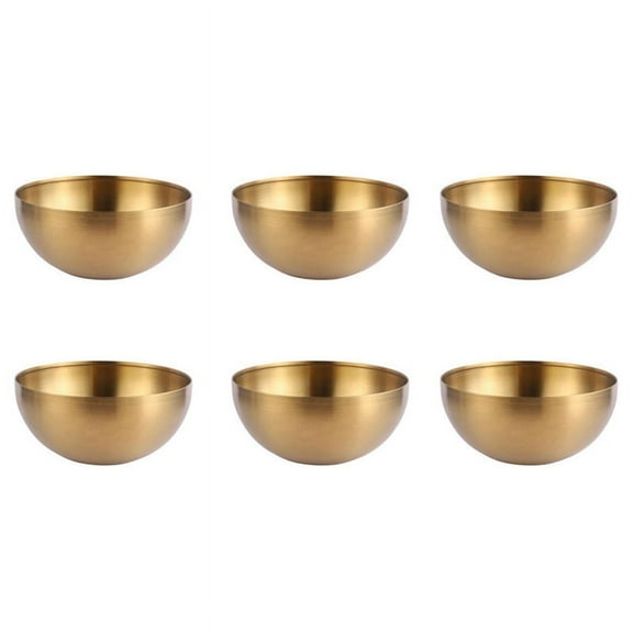 6X Capacity Stainless Steel Salad Bowls Korean Soup Rice Noodle Ramen Bowl Kitchen Food Container,Gold,15X7CM