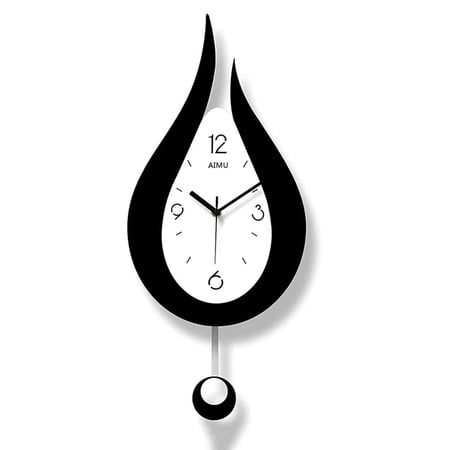 20.4 Inch Modern Wall Clock with Pendulum, Silent Non Ticking Battery Operated Decorative Wall Clock for Living Room Bedroom Office Home Decor