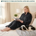 thumbnail image 5 of PAVILIA Womens Zip Up Robe with Pockets, Long Fleece Housecoat for Women, Plush Warm Zipper Robe Bathrobe with Satin Trim, Soft Cozy Full Length Lounger House Coat, Black (Small/Medium), 5 of 10