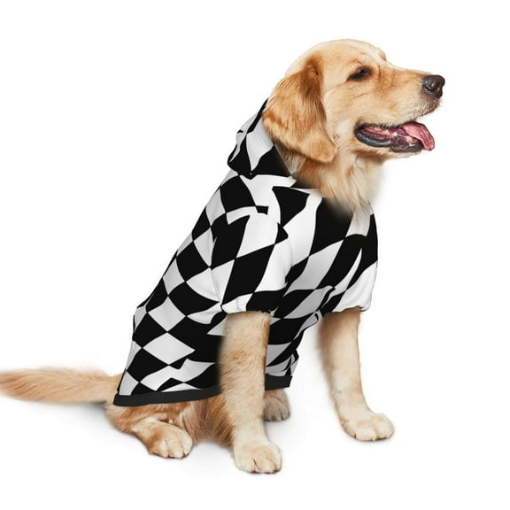 Harlequin Pattern Black And White Dog Hoodie Pet Coat for Medium and Large Dogs Daily Use Small