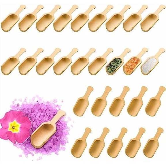 100 Pack Mini Wooden Spoons for Jars Small Bath Salt Bamboo Spoons Bulk Small Scoop Mini Scooper Wooden Candy Spoon Washing Powder for Sugar Scrubs, Bath Salts, Cooking