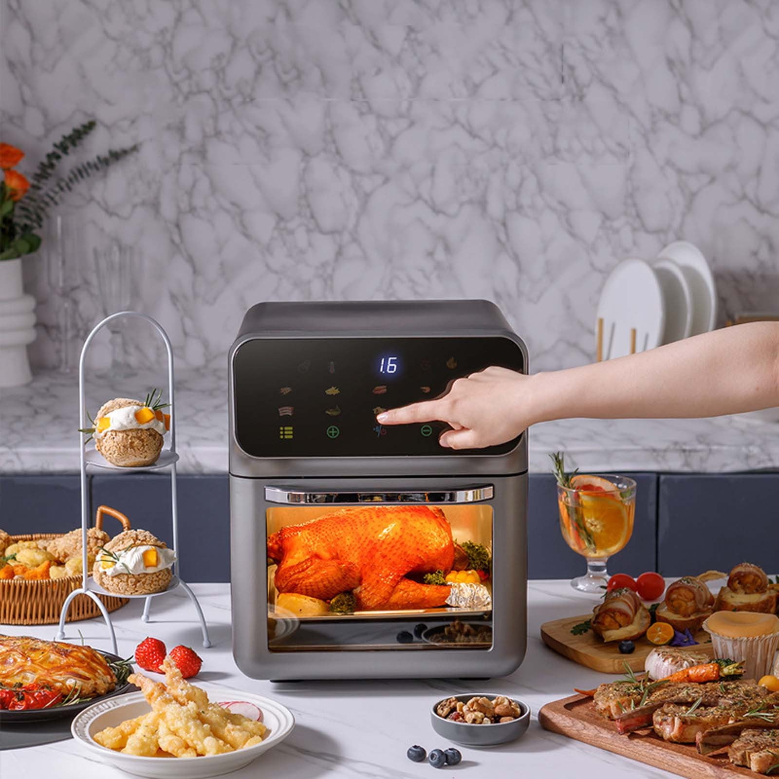 LANBB Air Fryer 9-in-1, 2025 New Steam Air Fryer Oven - Steam Oven Steam Air Fryer Oven Oven Function, 10.5qt Steam Convection Air Fryer Steamer Oven, Kitchen Appliances