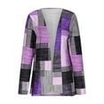 thumbnail image 6 of Womens Casual Cardigans Plaid Printed Color Block Trendy Lightweight Open Front Outwear Long Sleeve Blouses (2XL, Purple), 6 of 6