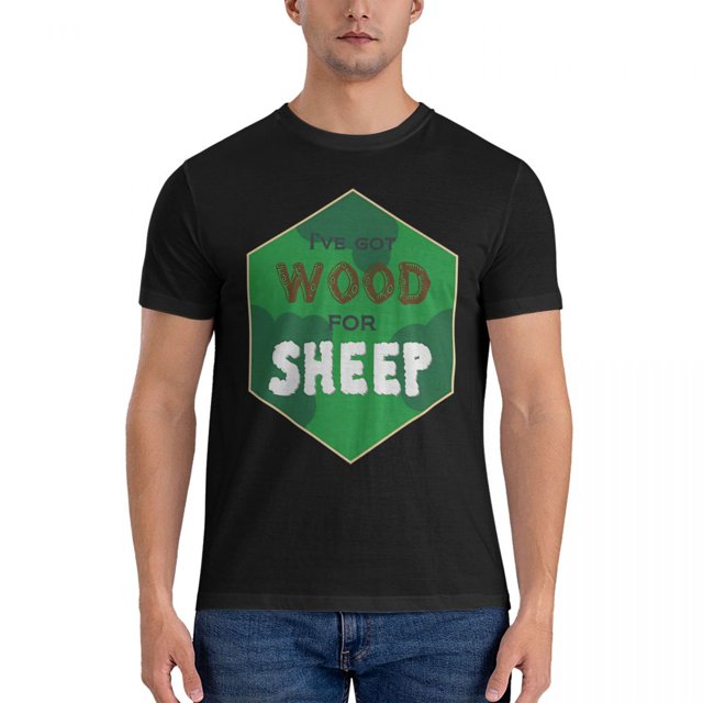 Camiseta "Wood For Sheep" de algodón puro para hombre, informal, cuello redondo, manga corta, C-Catan