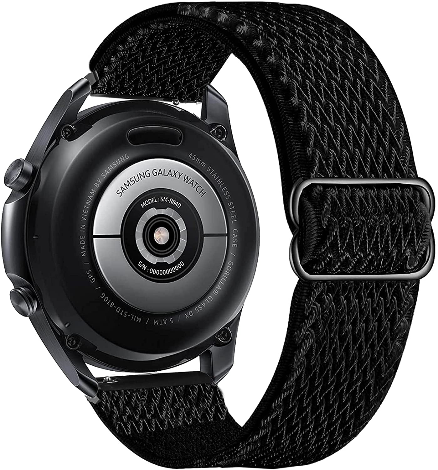 22mm Elastic Watch Band for Gear S3 Frontier Band/Galaxy Watch 46mm  Bands/Galaxy Watch 3 45mm Band, Soft Stretch Replacement Wristband Strap  for Samsung Galaxy Watch3 45mm/46mm - Black - Walmart.com