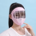 thumbnail image 2 of piezas de cubierta de protección solar de color rosa para la cara de las mujeres máscara de pasamontañas de verano refrescante trabillas para las orejas, máscara facial transpirable, 2 of 5