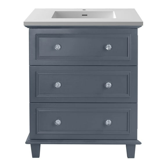 Laviva Luna 30" Wood Cabinet with VIVA Stone Countertop in Gray/Matte White