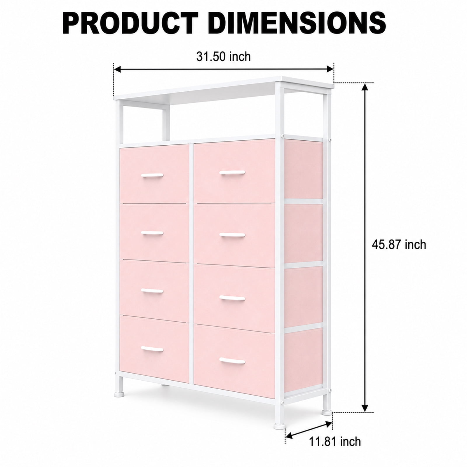 Alvantor 8-Drawer Fabric Dresser with Open Shelf, Chest of Drawers, Steel, MDF, Storage Organizer Unit, Closet, Entryway
