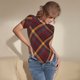 thumbnail image 3 of Balery Buffalo Check Plaid Body de cuello redondo de manga corta para mujer Tops de manga corta Tops básicos-Small, 3 of 7