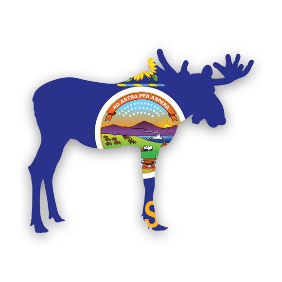 Kansas Moose Shaped Flag Sticker Decal - Self Adhesive Vinyl - Weatherproof - Made in USA - ks elk deer antlers archery hunter hunting outdoors explore
