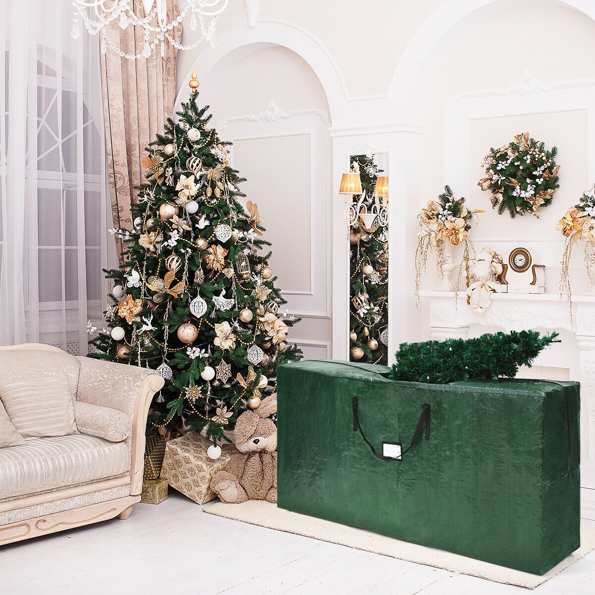 Gymax Christmas Tree Storage Bag Heavy Duty PE Large Container For 9ft Artificial Tree