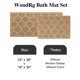 thumbnail image 2 of Juego de 2 Alfombrillas Antideslizantes para Baño de Diseño Waffle en Marrón 46x76 + 61x122 cm, 2 of 7