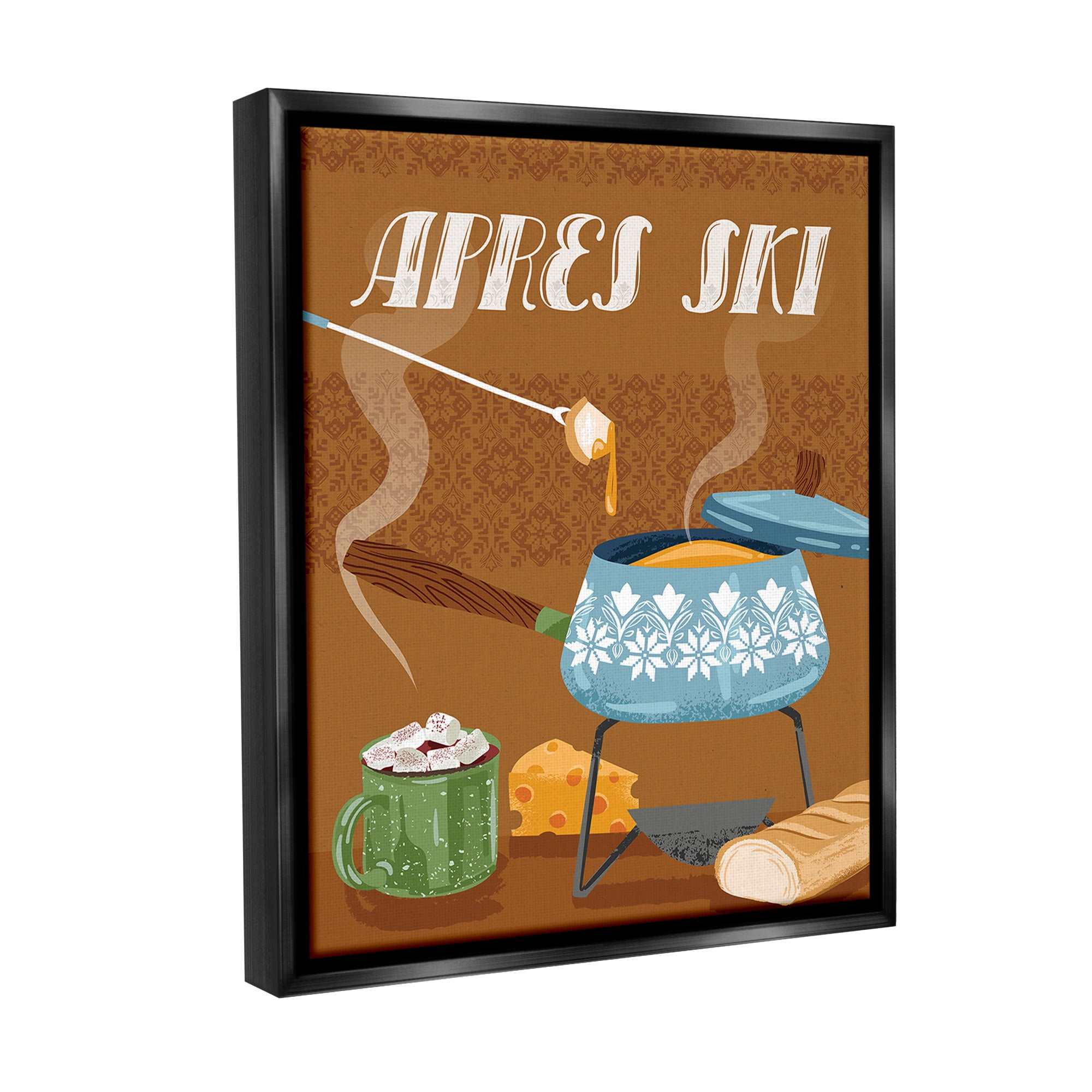 Stupell Industries Après Ski Warm Meal Food & Beverage Painting Black Floater Framed Canvas Art Print Wall Art, 25 x 31