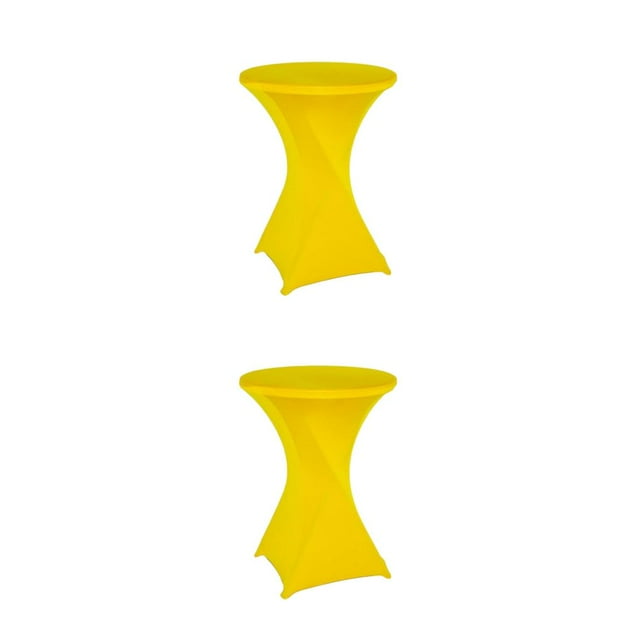 Decodeary Easy Wash Hotel Wedding Party Table Cover Stretch Round Tablecloth For Fitting Environmentally yellow 2Set