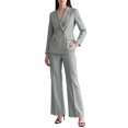 thumbnail image 2 of INSPIRE CHIC Women 2 Piece Pant Suits Set Long Sleeve Double Breasted Blazer Pants X Small Gray, 2 of 5
