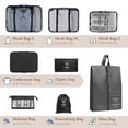 thumbnail image 5 of 8PCS Packing Cubes for Travel, Luggage Organizer Bags for Family, Compression Pouches Clothes Suitcase, Storage Bags for Travel Accessories, Black, 5 of 7