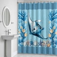 thumbnail image 6 of Summer Coastal Bathroom Shower Curtain, Ocean Stingray Blue Starfish Nautical Coral Waterproof Washable Soft Bath Curtain for Bathtub Decor with 12 Hooks&Grommet, 66x72 Inch, 6 of 9