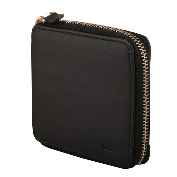 MAISON DE NOAH Mens Zip Wallets | Zip Up Leather Bifold Wallet with RFID Blocking -Black