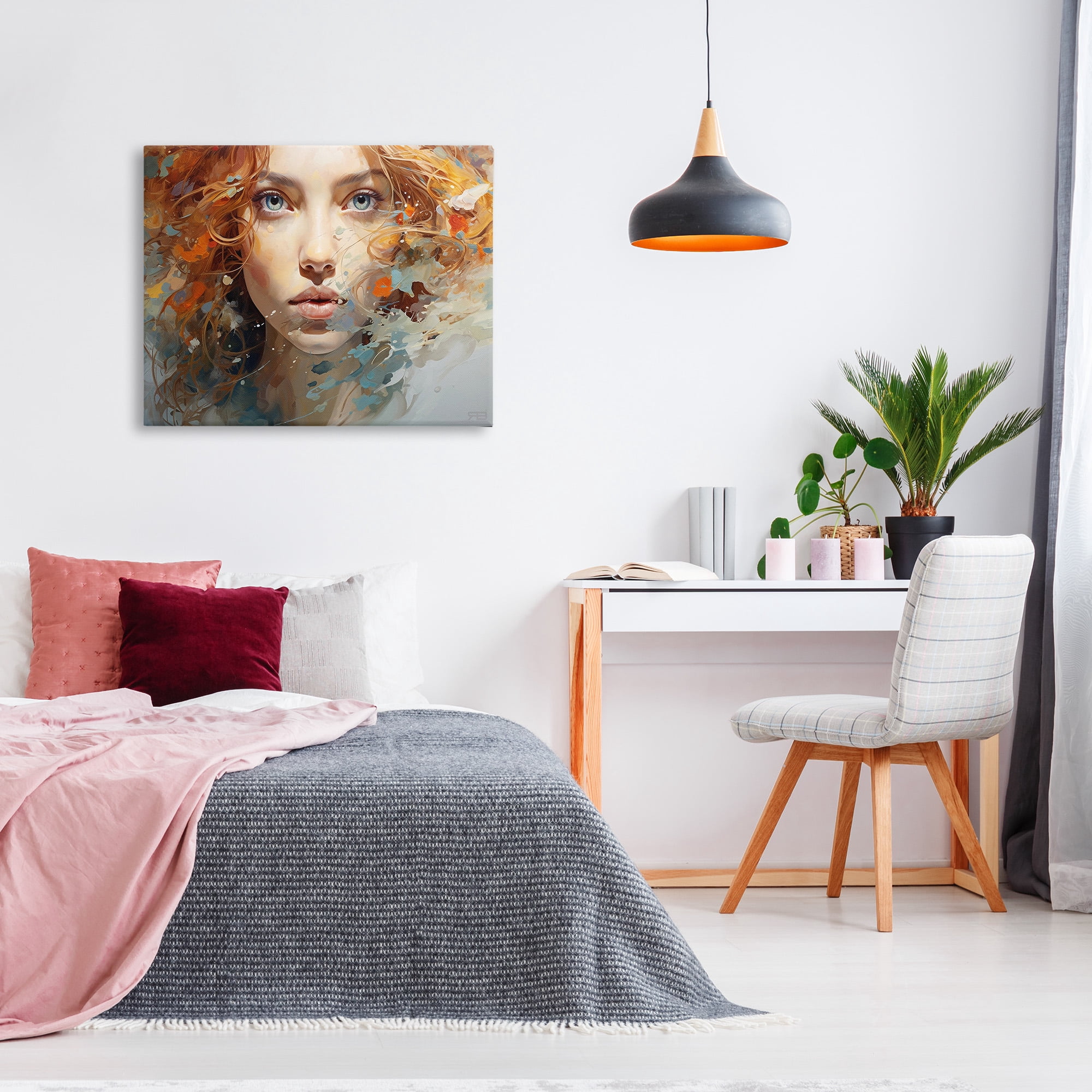 Stupell Industries Abstract Splatter Portrait Abstract Painting Gallery Wrapped Canvas Art Print Wall Art, 40 x 30