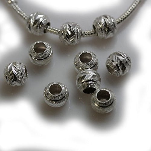 Sexy Sparkles Silver Tone Stardust European Spacer Beads for Snake Chain Charm Bracelet -Copper, 10 Charm