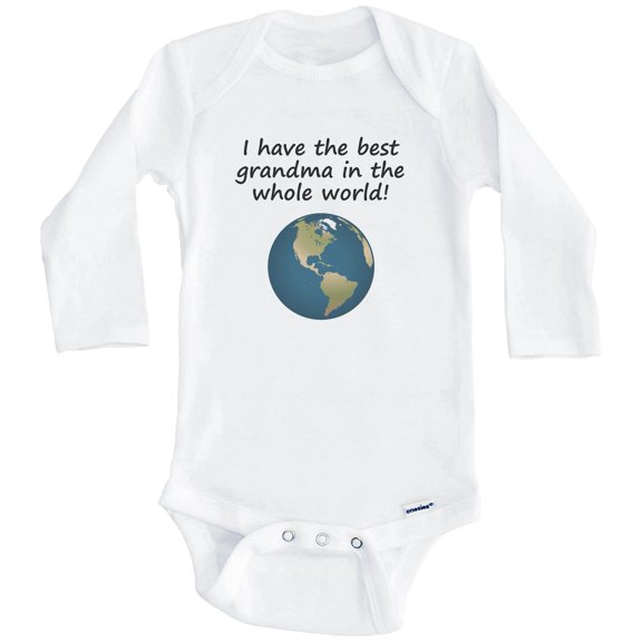 I Have The Best Grandma In The Whole World Grandchild One Piece Baby Bodysuit (Long Sleeve), 0-3 Months White