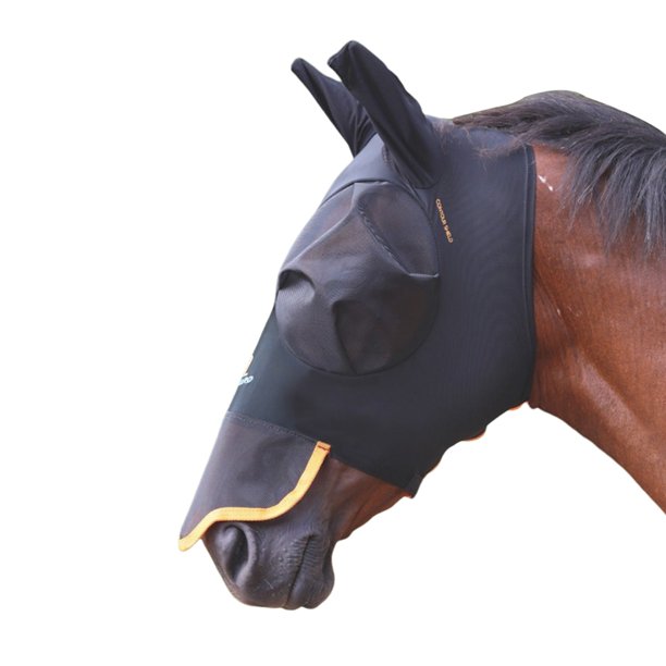 Shires - Máscara Anti Moscas con Orejas de Elástico (Negro Azabache)