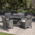 thumbnail image 3 of GDF Studio Healy Outdoor Wicker 5 Piece Dining Set with Cushion, Gray and Light Gray, 3 of 13