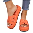 thumbnail image 5 of Women's Slippers Wedge Thick Sole Sandals Women Outdoor Open Toe Slip-on Solid Color Slides Women Footwear Beach Sandal Casual Wear Vacation Daily Shoes Orange 9.5, 5 of 5