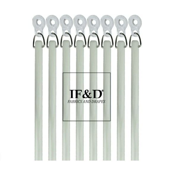 36" White 8 Pack Fiberglass Drapery Curtain Pull Wands with Plastic Adapters for Easy Open and Closing of Window Treatments - IF&D Fabrics and Drapes -WFPA-036-8