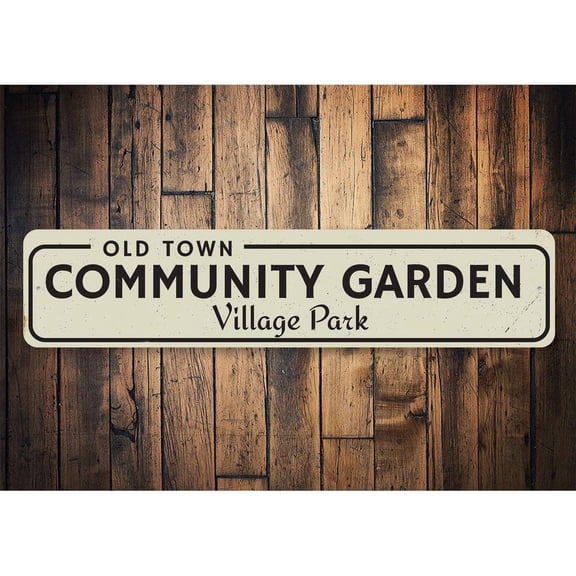 Old Town Community Garden Novelty Sign, Metal Wall Decor - 4x18 inches