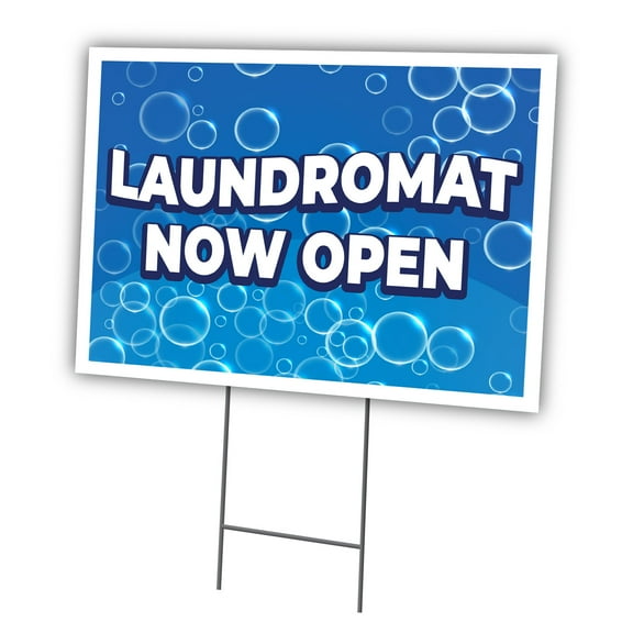 Laundromat 18" X 24" Yard Sign & Stake | Advertise Your Business | Stake Included Double Sided Image | Made in The USA
