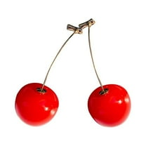 CILENON Womens Earrings Long Red Jewelry Pendant Fruit Earrings Cherry Sweet Gold Ladies Earrings (Red,One Size)
